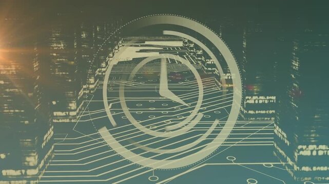 Animation of data processing over clock