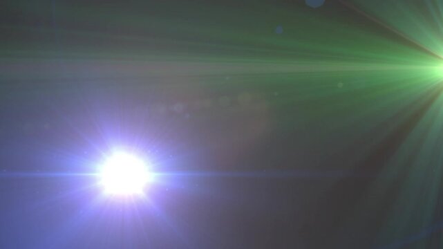 Animation of spotlight with lens flare and lights beams of beams of beams