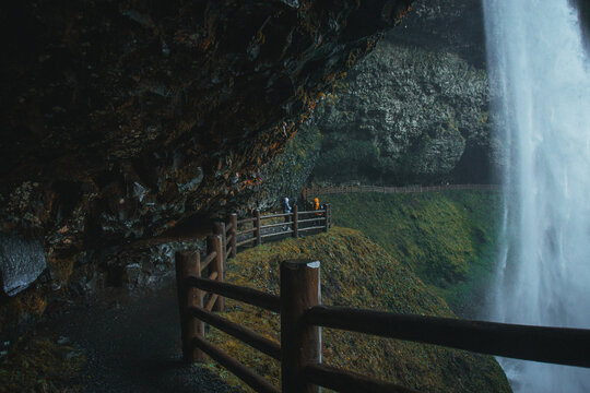 water flowing into the fog