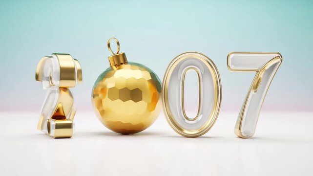 Year 2007 Numbers with Ornaments Festive Celebration Holiday Season Close-up Macro Detail Soft Focus Background