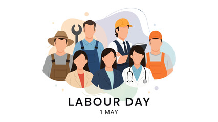 Labor Day: A diverse group of workers from various professions stands united, symbolizing the hard work and dedication that fuels progress and prosperity on Labor Day.  © FARHANA