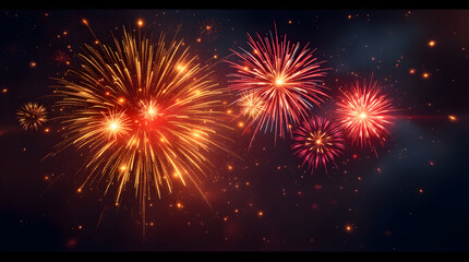 Fototapeta premium Fireworks display against dark night sky