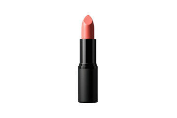 Fototapeta premium Elegant pink lipstick in black tube on transparent background for beauty and fashion design concepts