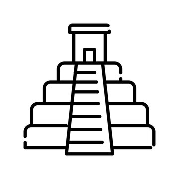aztec pyramid color line icon.