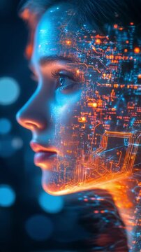 Exploring human-machine interaction through digital art, this futuristic video showcases a dynamic blend of vibrant colors and abstract visuals, blurring reality and technology seamlessly.