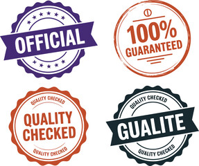 Obraz premium Set of Four Quality Assurance and Official Certification Seal Vector Stamps