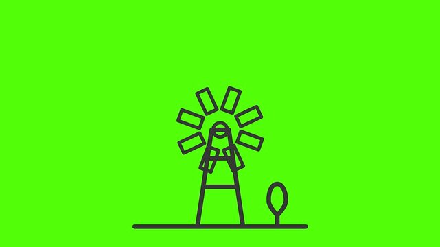 Windmill Silhouette: a simple depiction of a traditional windmill. It captures the essence of rural charm and natural energy. 
