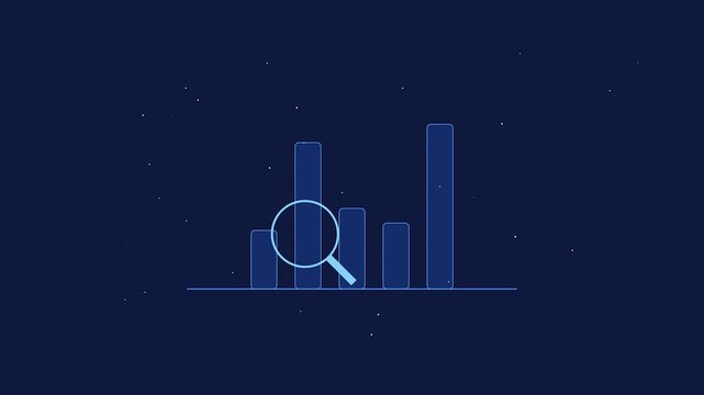 Data Analysis in Focus: A magnifying glass hovers over a bar graph, symbolizing in-depth examination, analysis, and interpretation of data. Emphasizing strategic planning, market research.