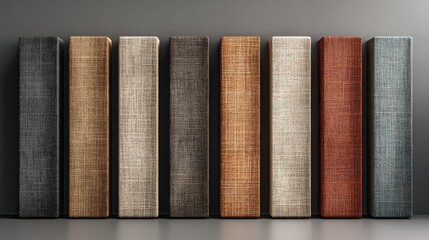 Naklejka premium Textured Tweed Fabric Swatches in Earthy Tones, a Collection of Material Samples for Design Inspiration