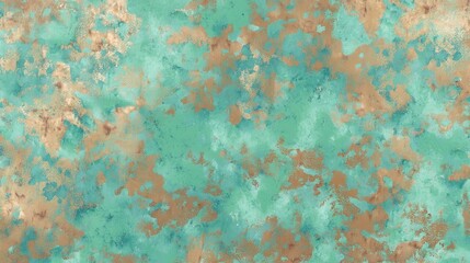 Fototapeta premium Abstract textured background with turquoise and gold splatter pattern resembling watercolor or paint splashes
