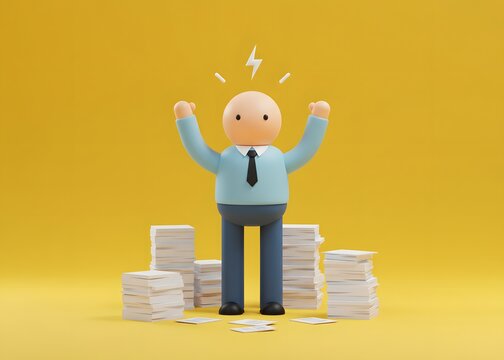 An office worker suffers from panic attacks due to excessive workload and stress. Burnout, anxiety, corporate mental health issues, and professional fatigue.