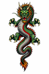 Fototapeta premium Vector Illustration of Japanese Irezumi Style Tattoo of Dragon