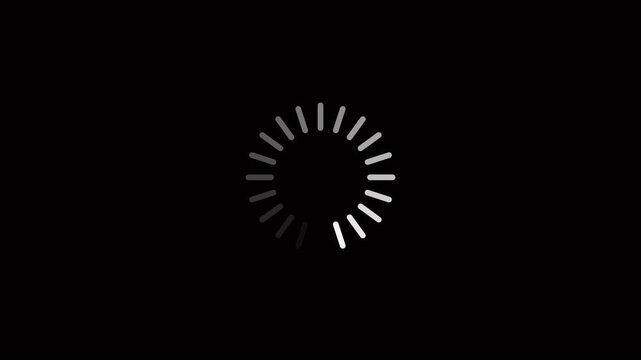 loading wheel animation - Animated spinning load icon with alpha layer transparent background. Railroading circle icon animation on black background.