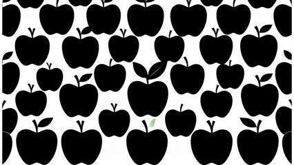 Fototapeta premium Ripe Apple Silhouette, Minimal Black Vector Illustration