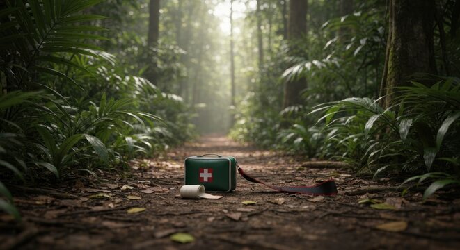 First aid kit in the jungle - a symbol of preparedness.
