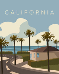 Fototapeta premium California street poster, banner, cover