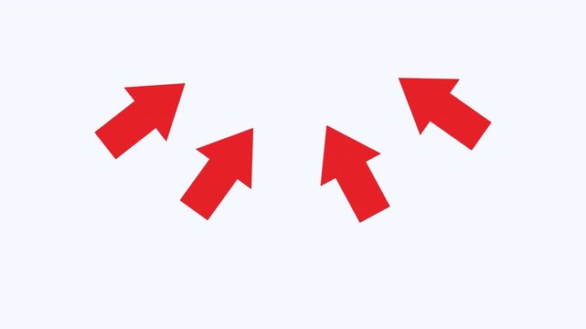 Five red arrows pointing upward, symbolizing growth and success. Perfect for business presentations, financial reports, and marketing strategies.