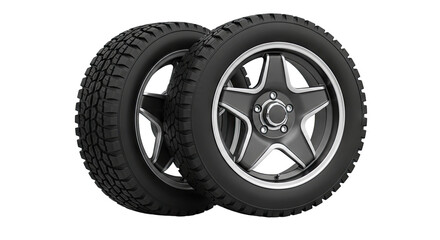 Obraz premium Two off-road tires with star-shaped rims