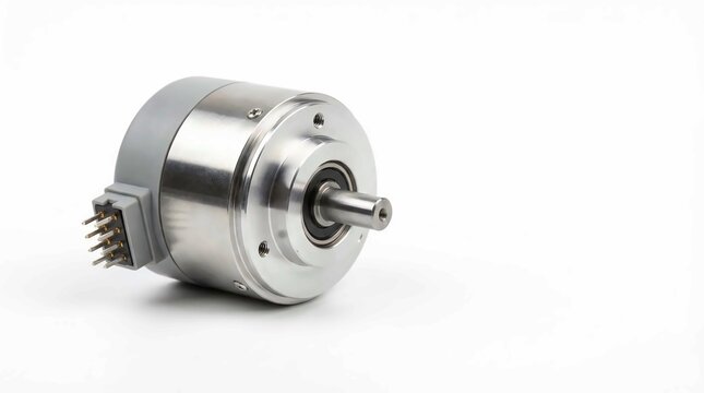 Industrial encoder rotary sensor, metallic component with shaft and pins