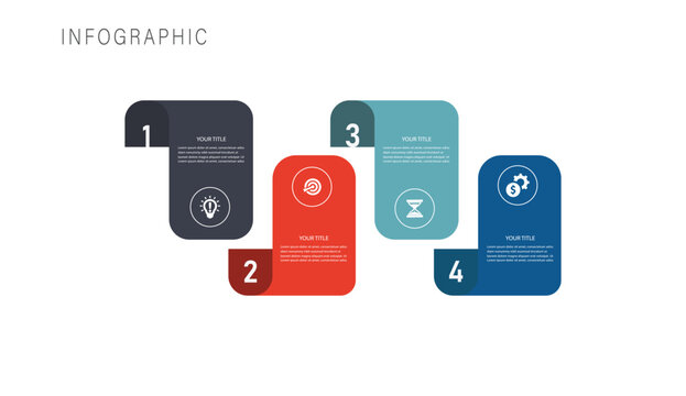 4-Step Modern colorful business infographic timeline design with four steps workflow process layout