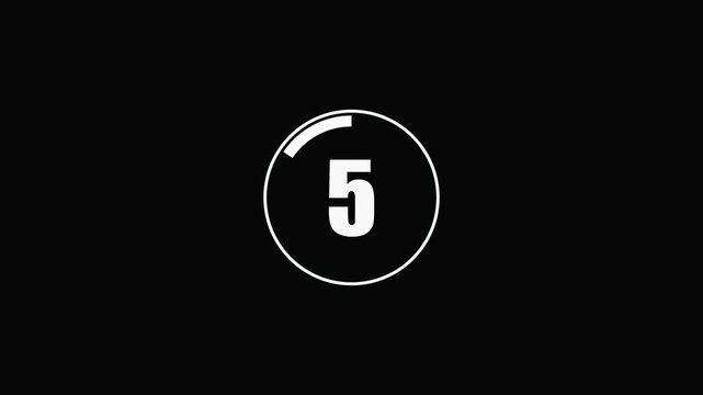 Number 10 in White Circle on Black Background, Countdown Timer Minimalist Simple Numerical Symbol, Overlay, Black Background