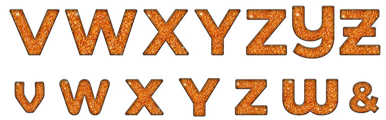Obraz premium Seamless Red Gold Glitter Texture V, W, X, Y, Z word designAlphabet letter text typography font .png