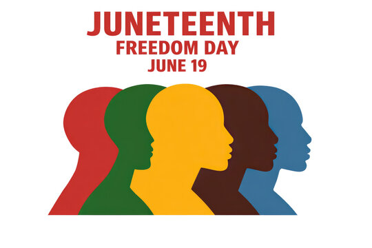 Juneteenth Freedom Day June 19th vector illustration with diverse multi-ethnic people silhouettes isolated PNG with Transparent Background
