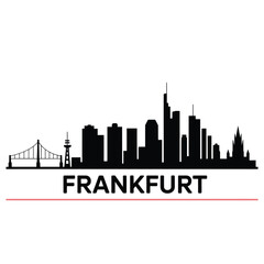 Fototapeta premium Frankfurt skyline silhouette with prominent buildings and the main bridge