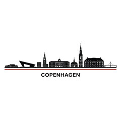 Fototapeta premium Stylized black and white skyline illustration of Copenhagen Denmark