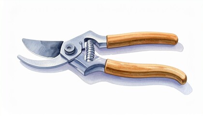 Obraz premium Garden Pruning Shears with Wooden Handles