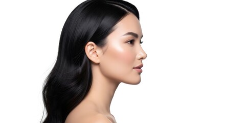Fototapeta premium Beautiful Asian Woman with Glowing Skin and Shiny Black Hair