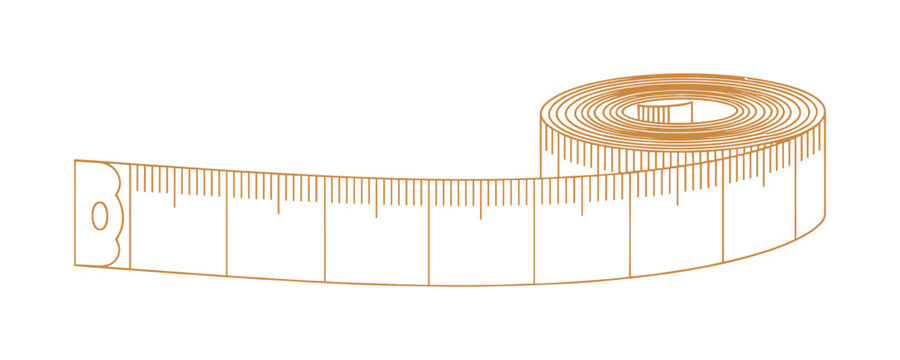 Flexible tailor measuring tape roll vector tool for sewing and fitness design
