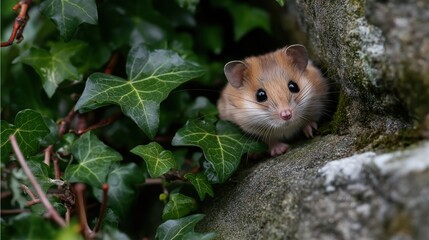 Fototapeta premium A Curious Hamster Among Greenery