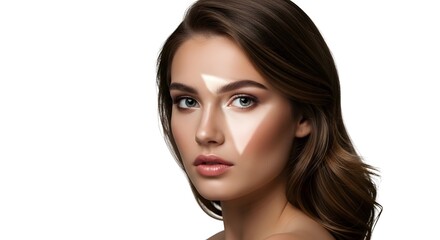 Naklejka premium Beautiful Woman with Flawless Skin and Makeup, Beauty Portrait