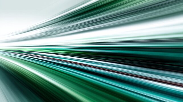 Abstract streaks of emerald and cyan light rush toward a vanishing point