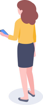 Woman holding smartphone looking at mobile device screen