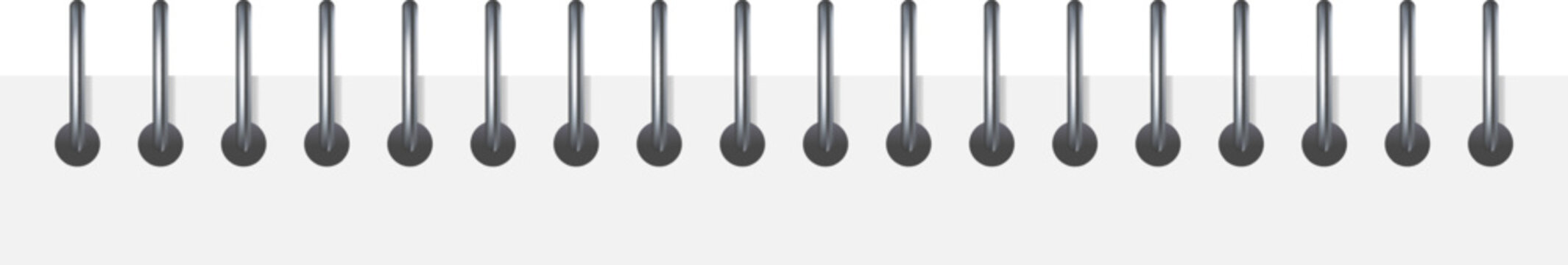 Spiral bound notebook rings on a white background