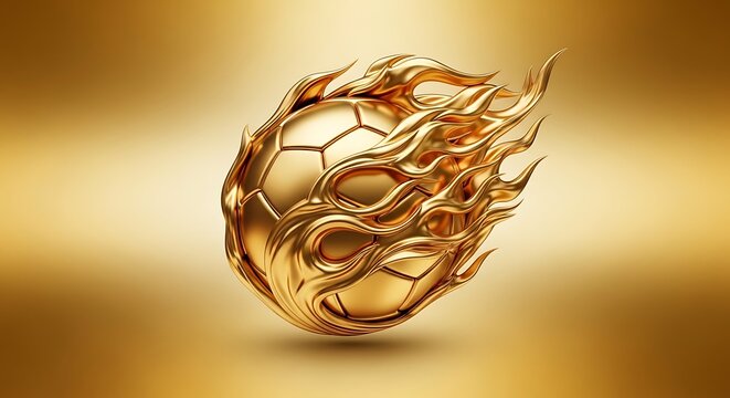 A golden soccer ball with flames on it, FIFA World Cup 2026, World Cup, World Cup 2026 with Soccer Ball, Vibrant Stadium, International Flags, Global Football Celebration