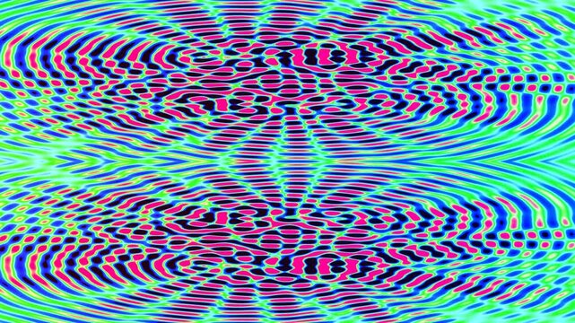 Abstract colorful ripple pattern on vibrant green background