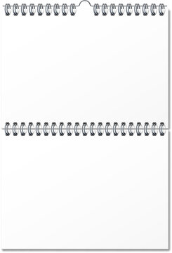 Blank spiral bound calendar with empty pages