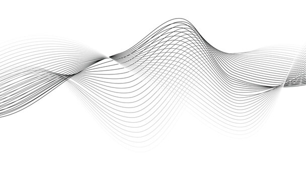 Elegant Black and White Abstract Flowing Waves Smooth Curved Parallel Lines Monochrome Pattern Minimalist Modern Digital Background 
