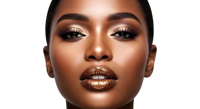 Glamorous African American Woman with Gold Makeup