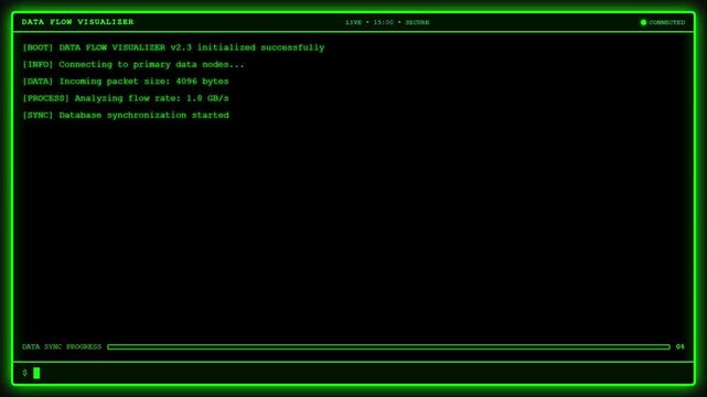 Cyber Security Data Flow Visualizer HUD Matrix Interface.