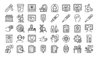 Medical and healthcare icons set doodle style with science and technology © MstMili