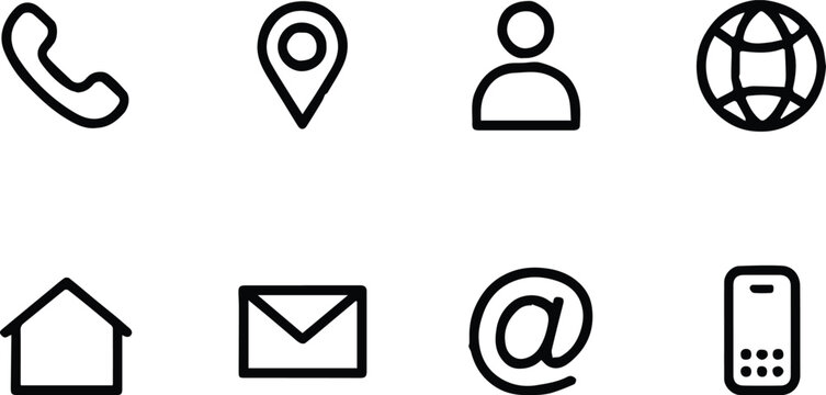 contact icons telephone location name website address email at phone