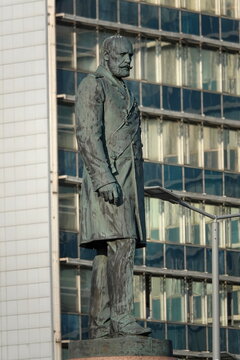 Monument to the statesman of the Russian Empire Pyotr Stolypin near the Government House of the Russian Federation in Moscow