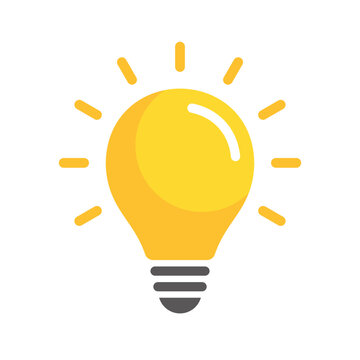 Light bulb idea icon simple yellow inspiration symbol