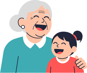 Fototapeta premium Joyful grandmother and granddaughter sharing a moment of laughter and connection