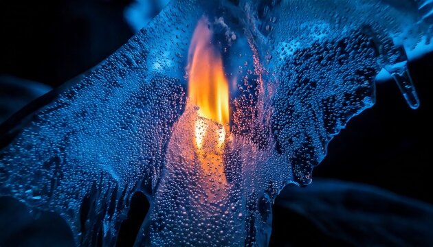 Ethereal blue fire trapped in frozen core