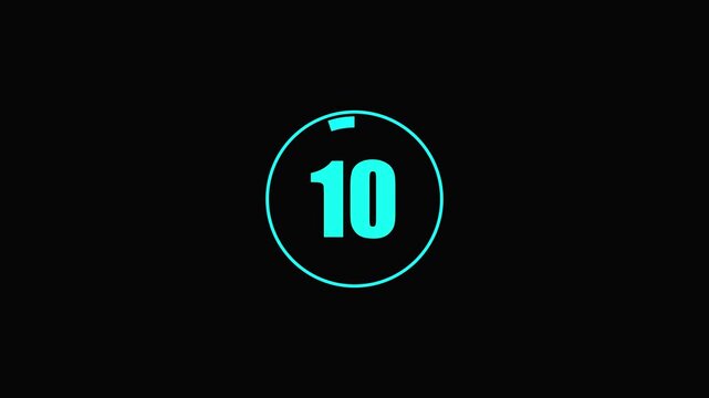 Animated Countdown Timer 15 Seconds Teal Circle Black Background animated timer